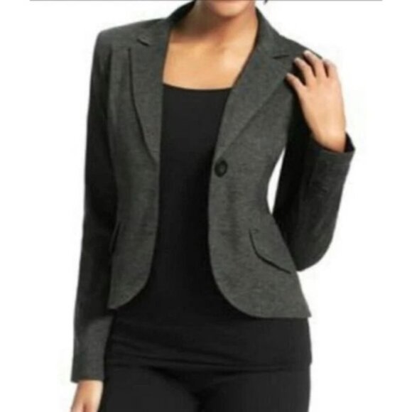CAbi Jet Set Ponte Blazer Jacket Gray Size 8 Style 616 Jersey Single Button - Picture 1 of 5